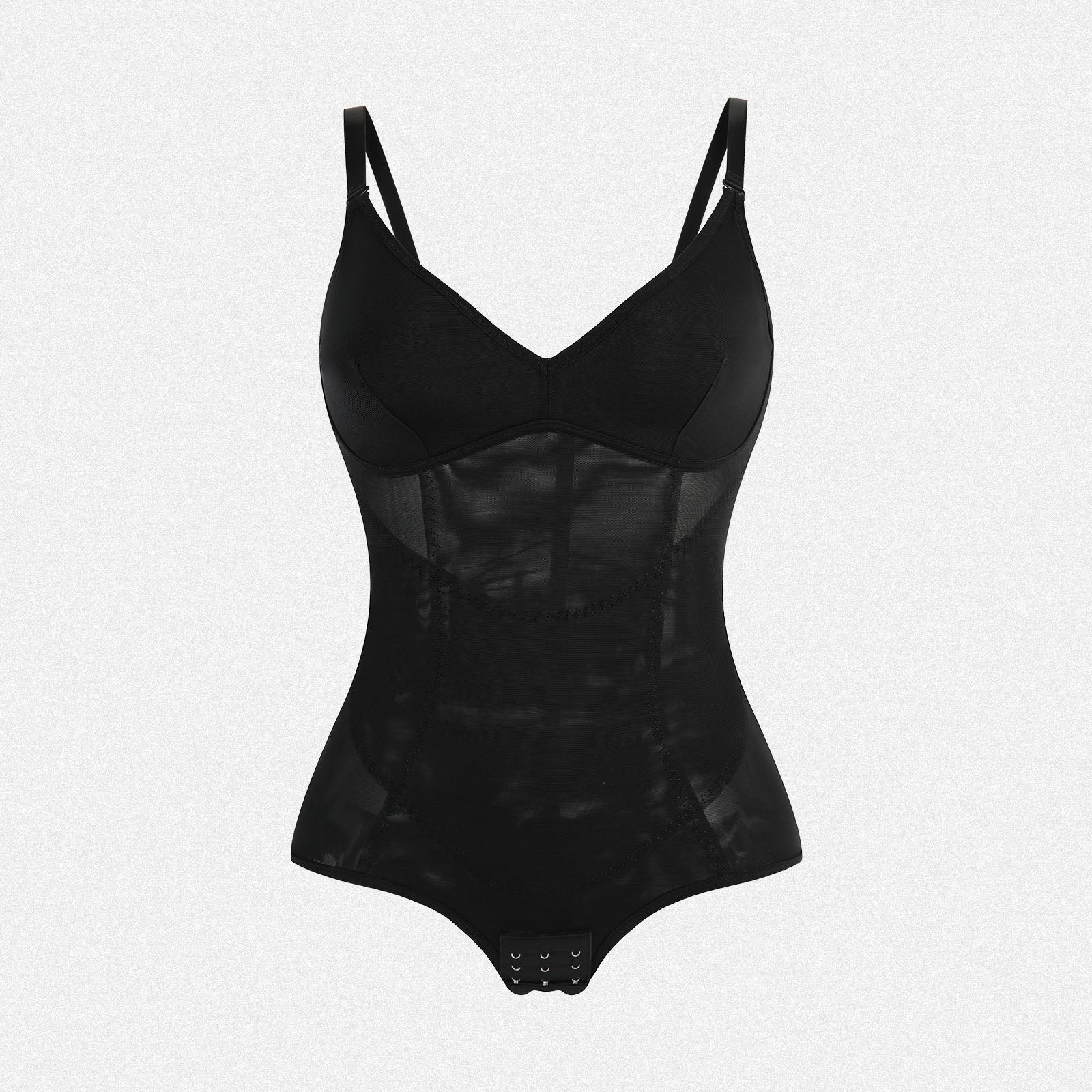 Shaperin V-Neck Mesh Sculpting Bodysuit with Tummy Control