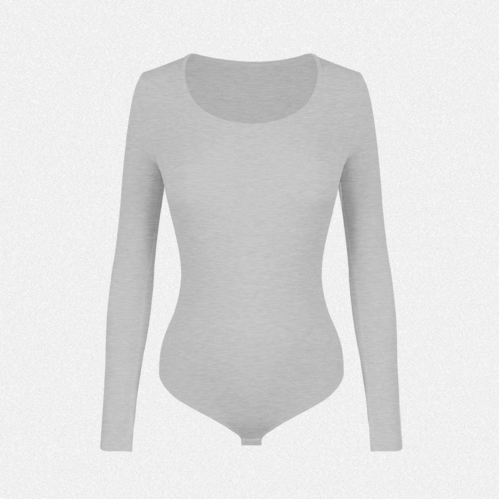 Shaperin Round Neck Long Sleeve Bodysuit Top