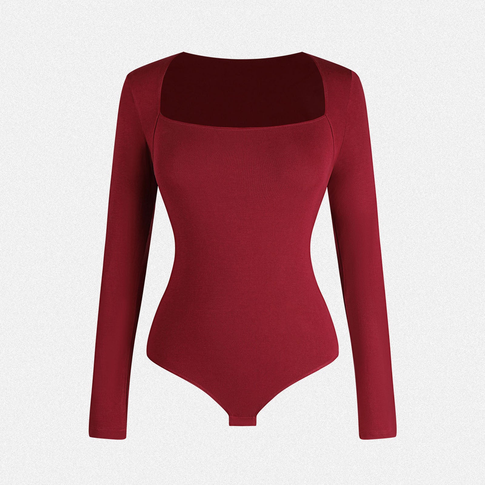 Shaperin Long Sleeve Curved Square Neck Bodysuit Top