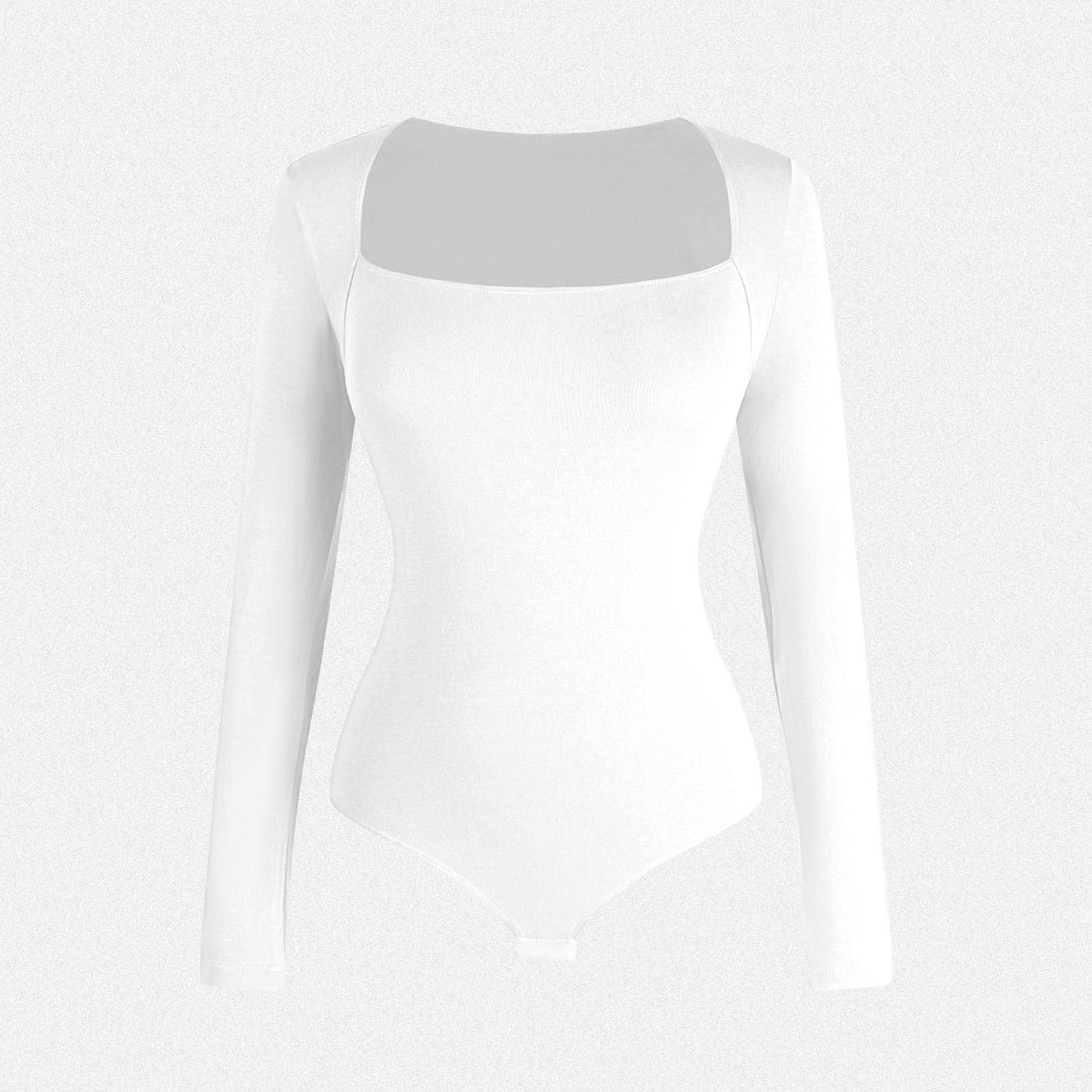 Shaperin Long Sleeve Curved Square Neck Bodysuit Top