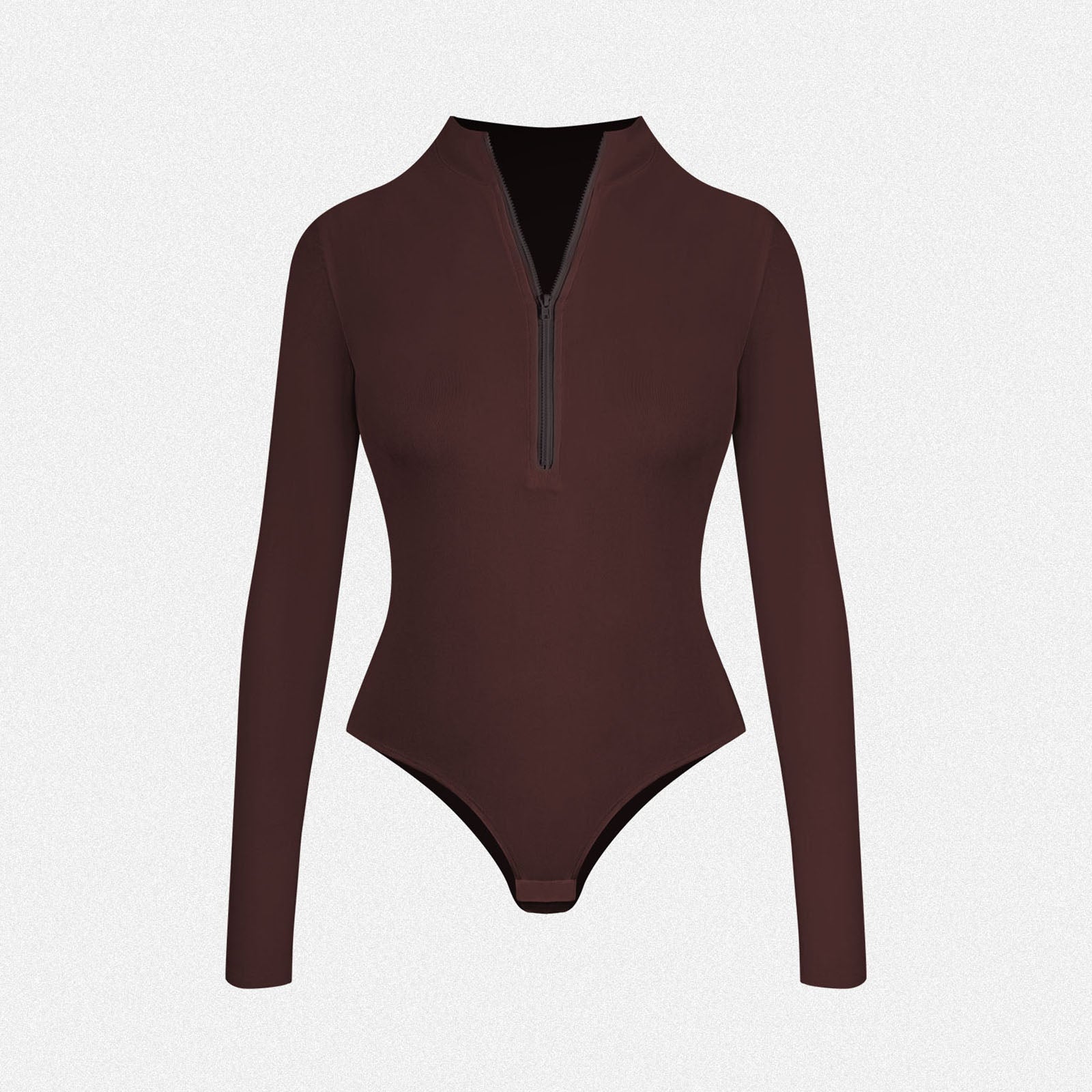 Shaperin Long Sleeve Zip Up Bodysuit Top