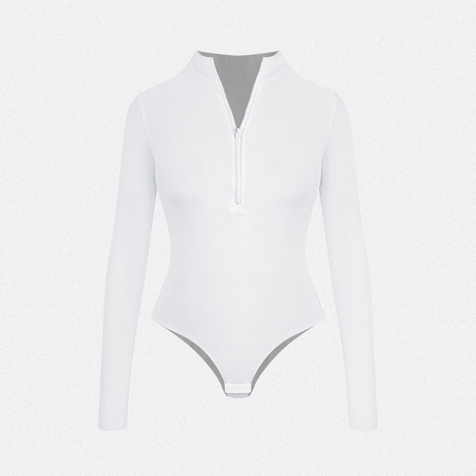 Shaperin Long Sleeve Zip Up Bodysuit Top