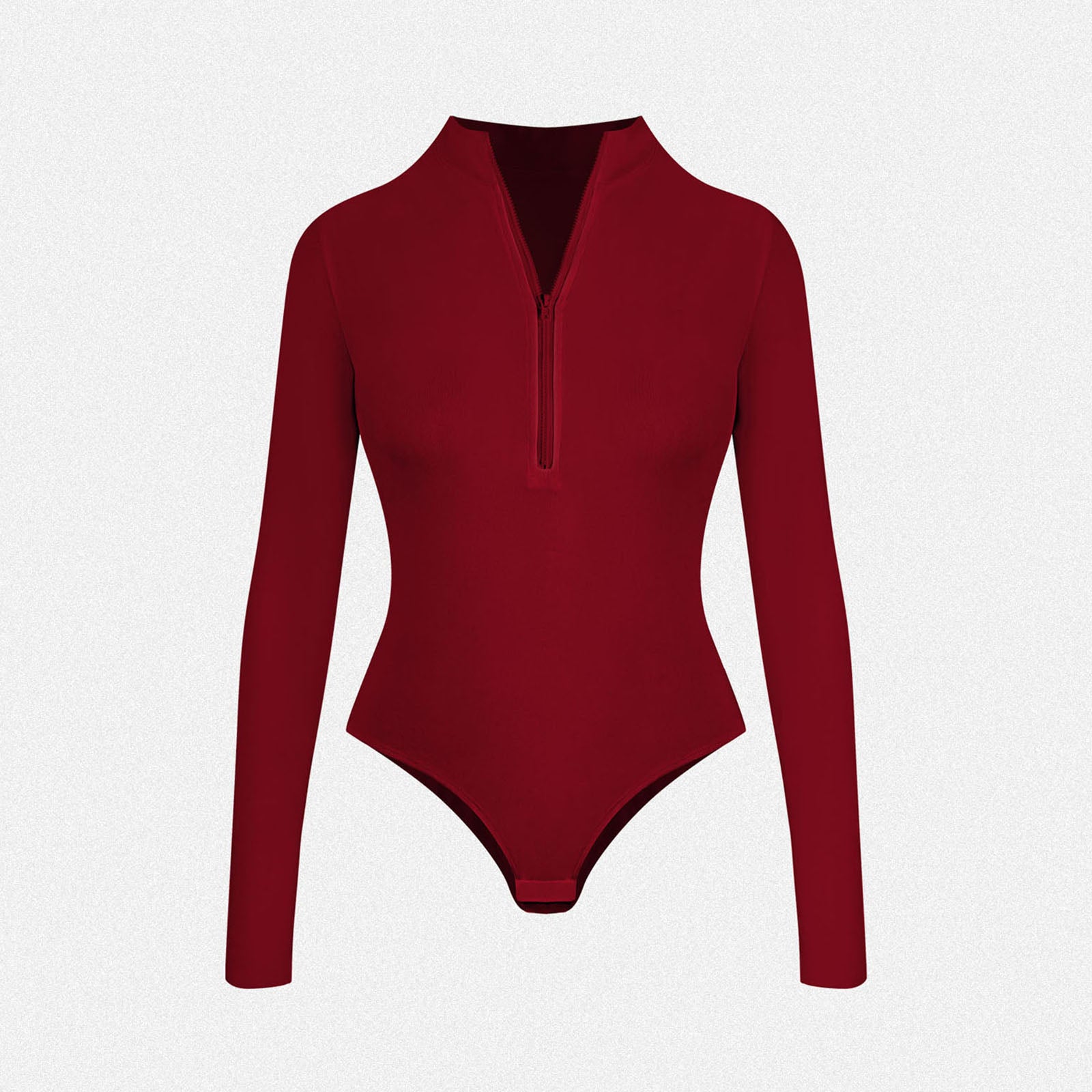 Shaperin Long Sleeve Zip Up Bodysuit Top