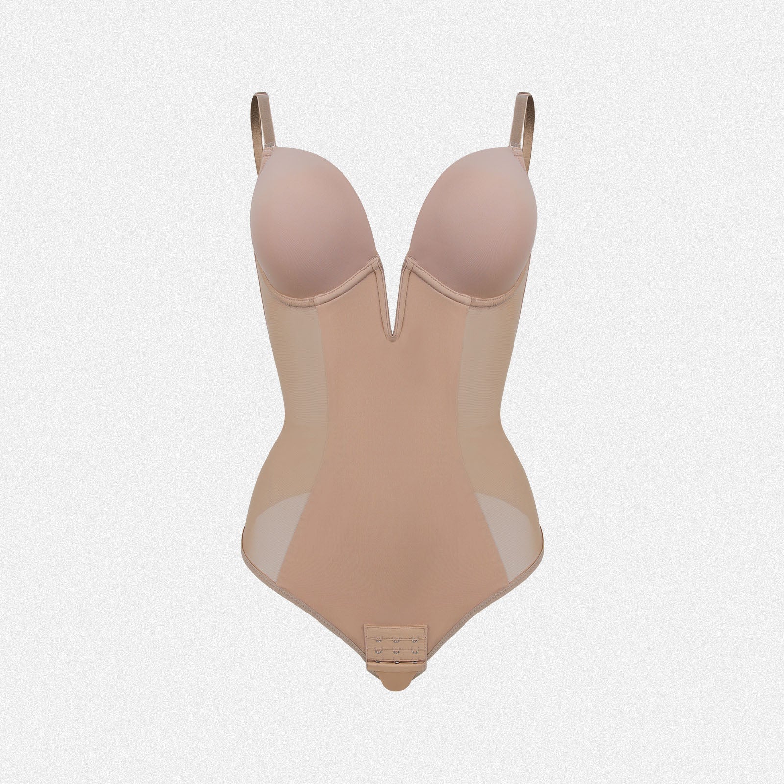 Shaperin Deep V Plunge Low Back Thong Shapewear Tummy Control Bodysuit