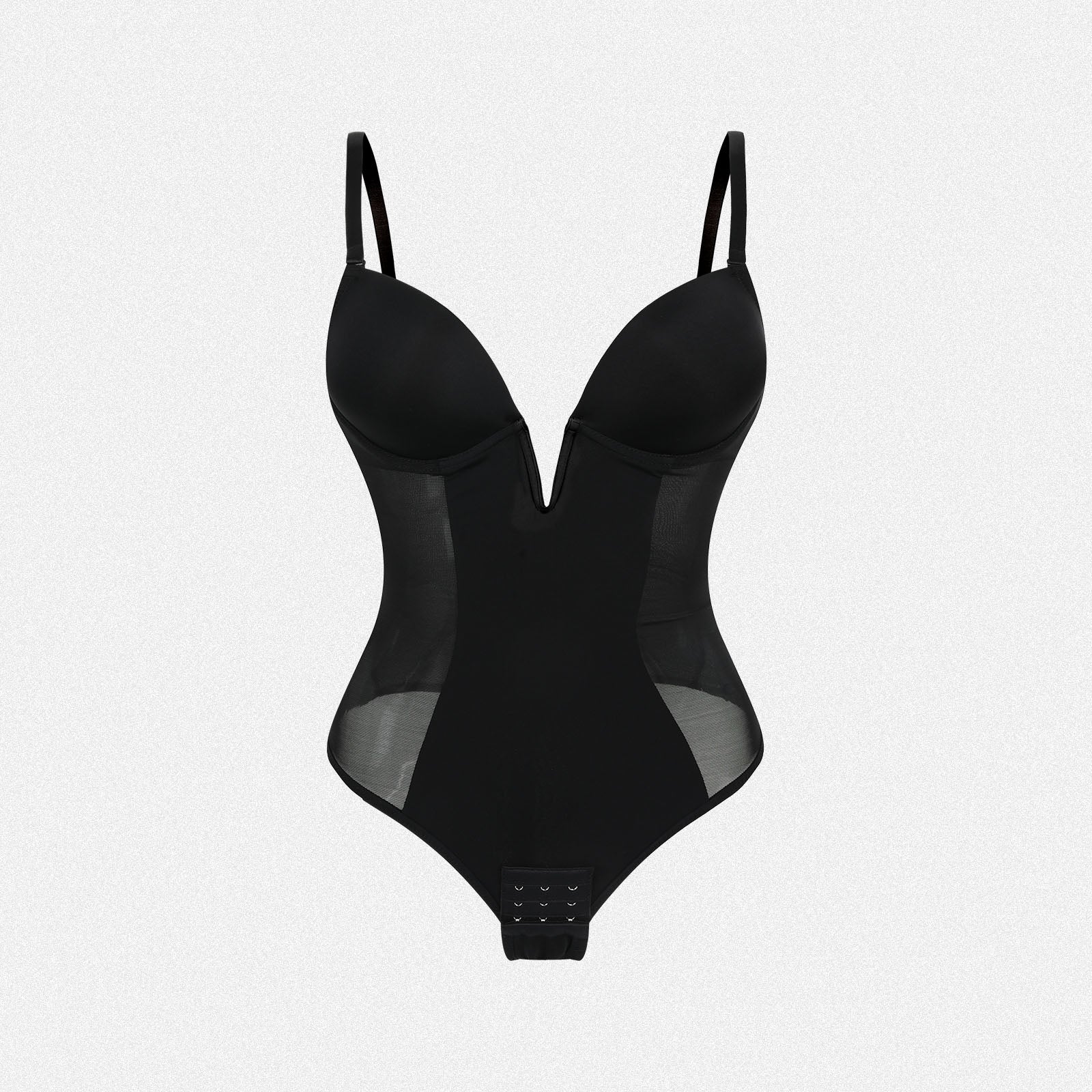 Shaperin Deep V Plunge Low Back Thong Shapewear Tummy Control Bodysuit