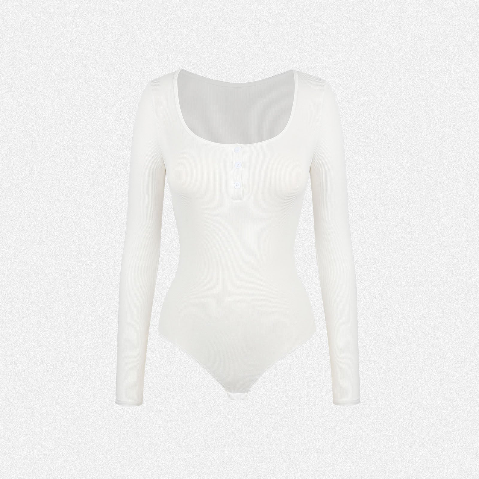 Shaperin Henley Shirt Square Neck Button Long Sleeve Bodysuit Top