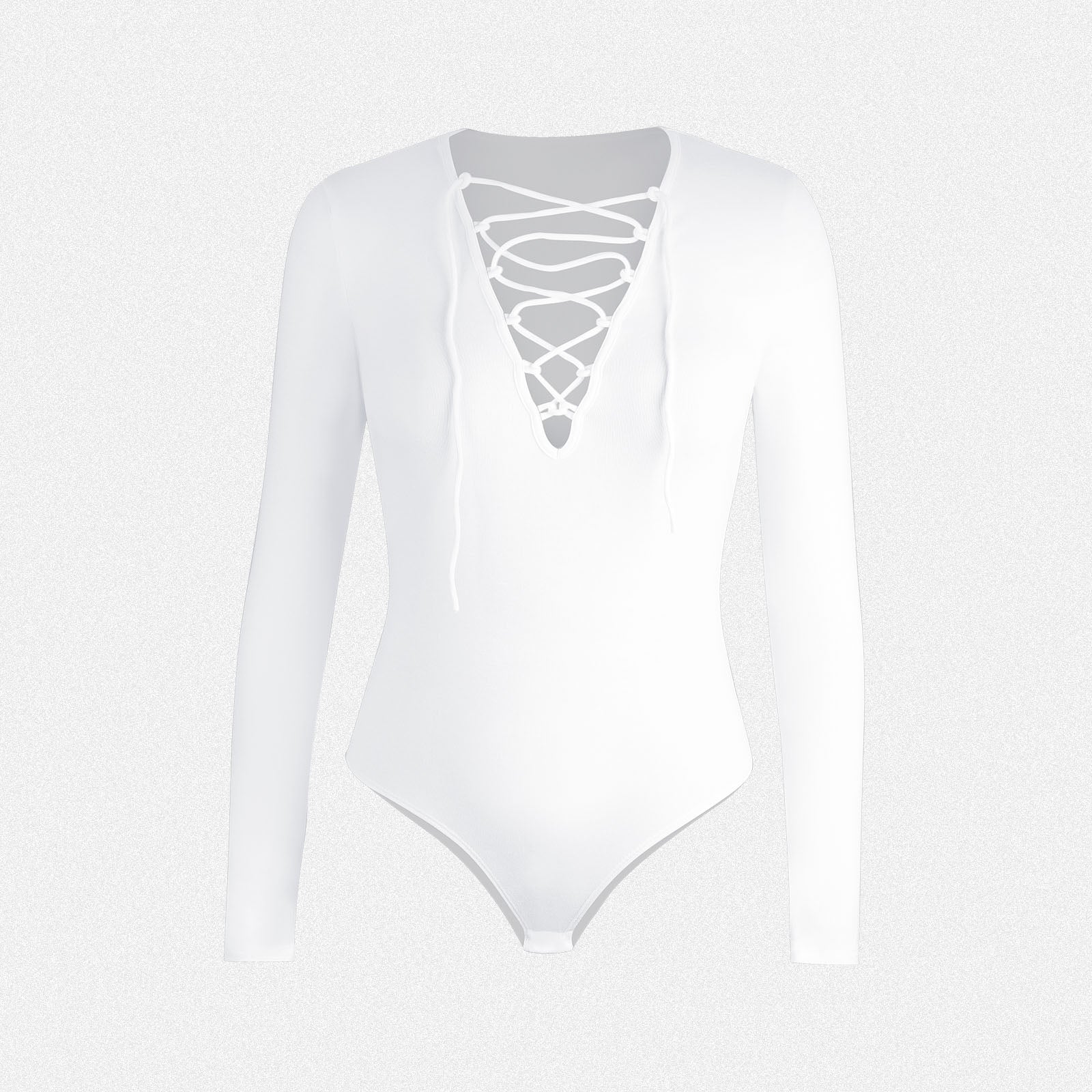 Shaperin Long Sleeve Deep V Criss Cross Bodysuit Top