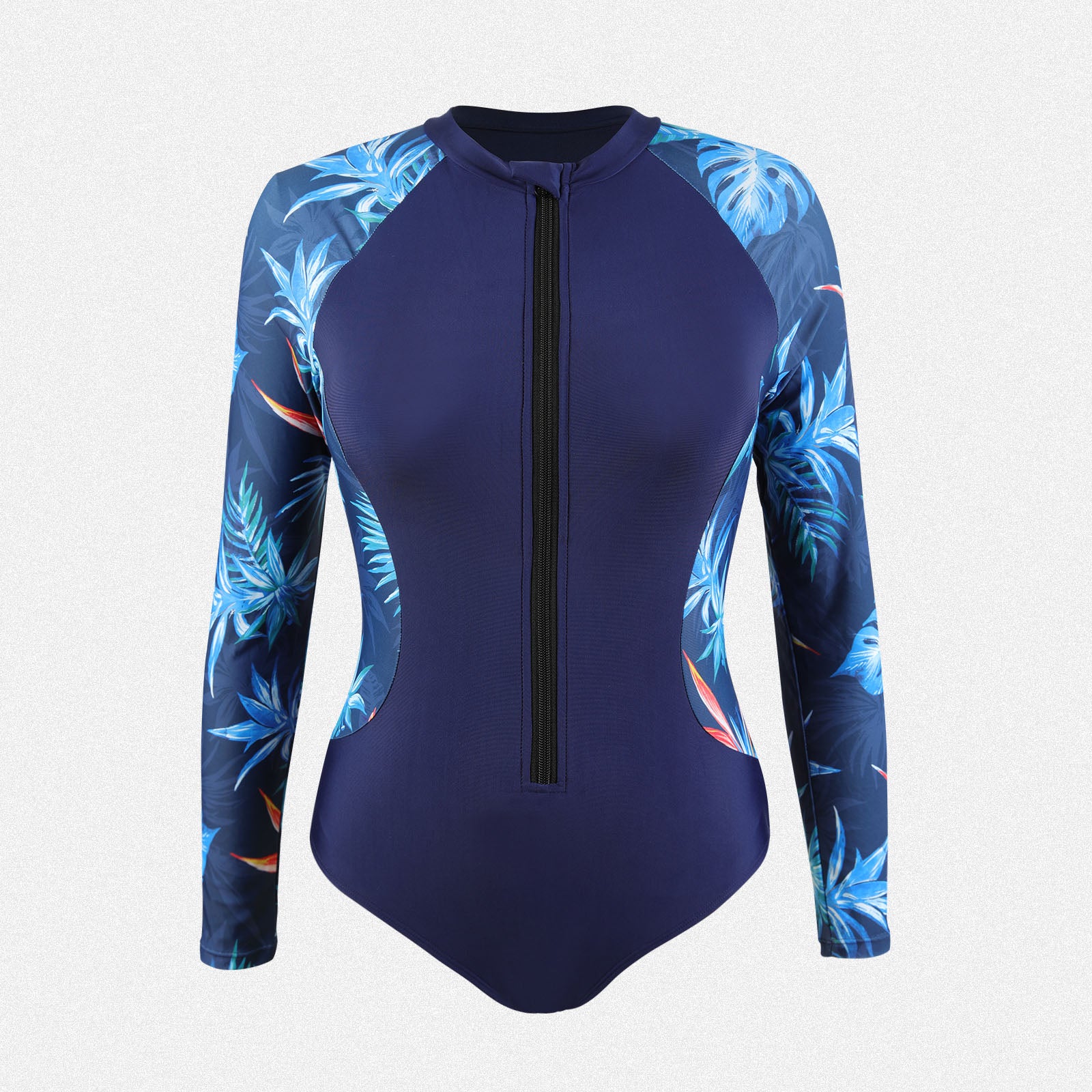 Shaperin Long Sleeve One-Piece Rash Guard UV Zip Swimsuit