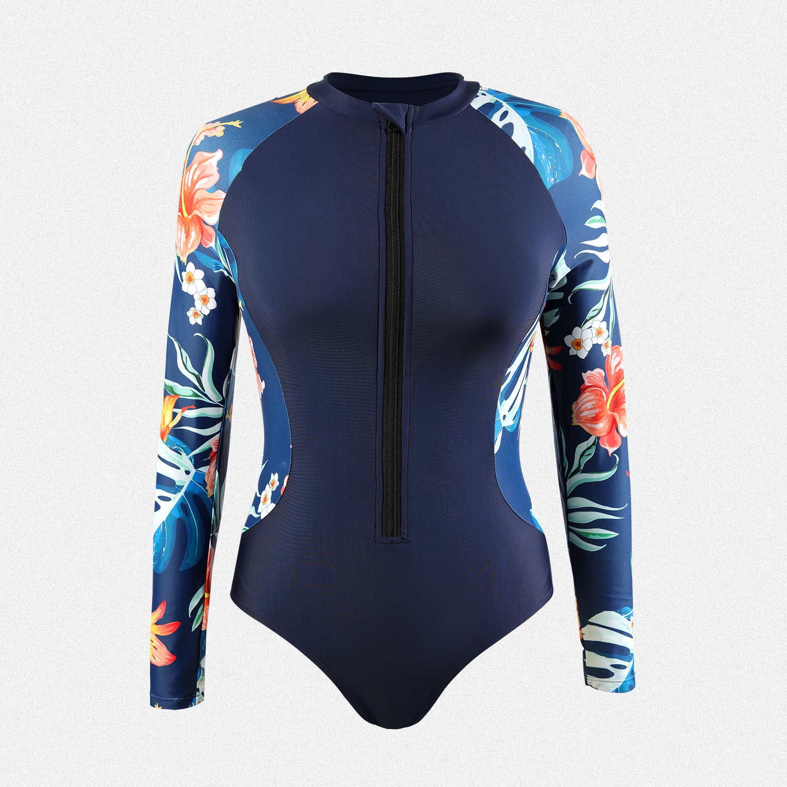Shaperin Long Sleeve One-Piece Rash Guard UV Zip Swimsuit