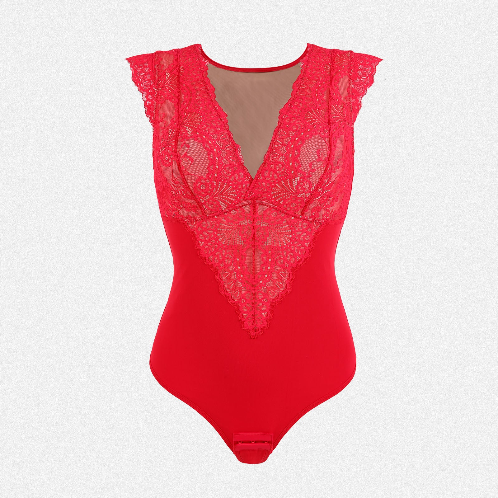 Shaperin Shapewear V-neck Sleeveless Sculpting Lace Bodysuit