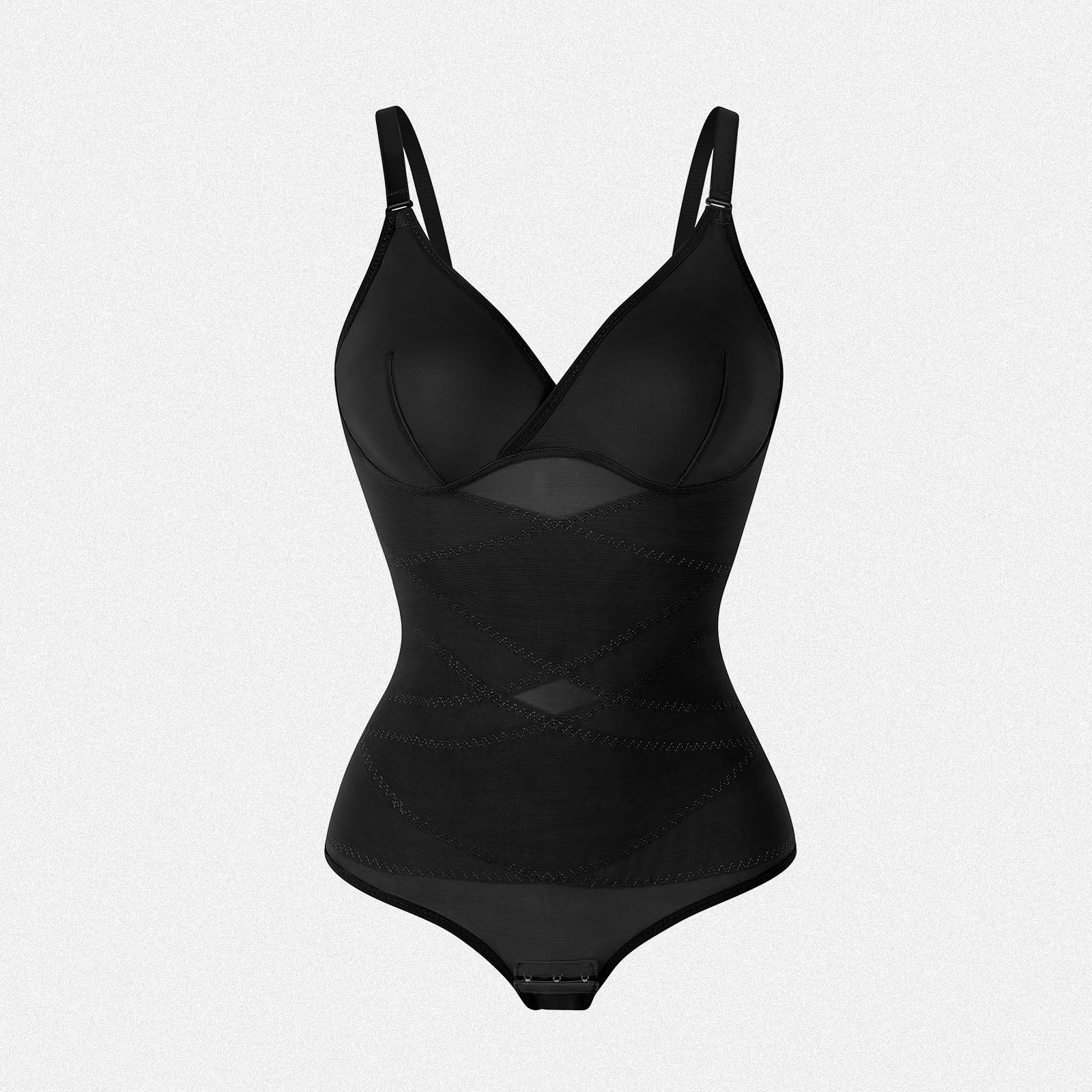 Shaperin Tummy Control Bodysuit Shaper with V Neck & Adjustable Straps