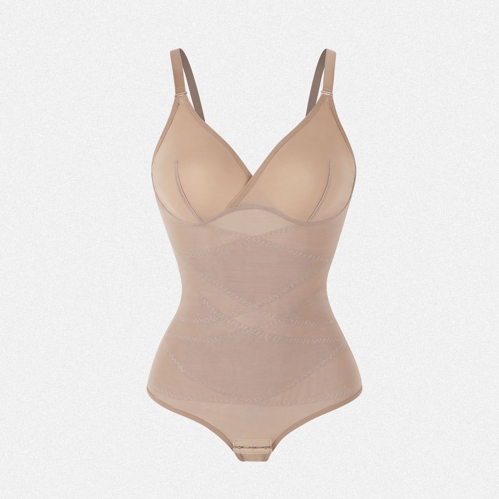 Shaperin Tummy Control Bodysuit Shaper with V Neck & Adjustable Straps