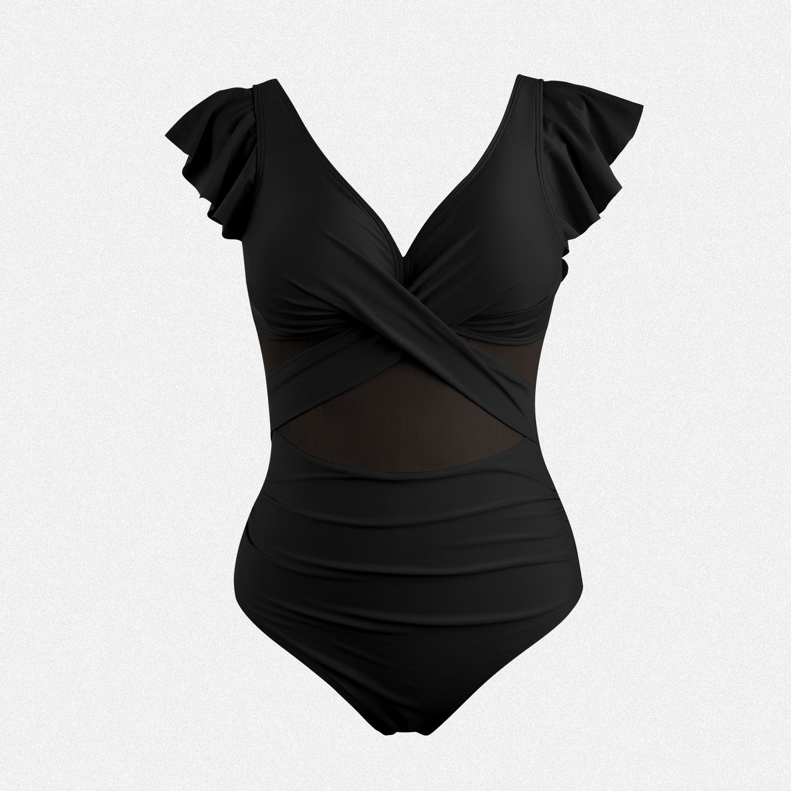 Shaperin One-Piece V Neck Swimwear Push Up Mesh Slimming Swimsuit