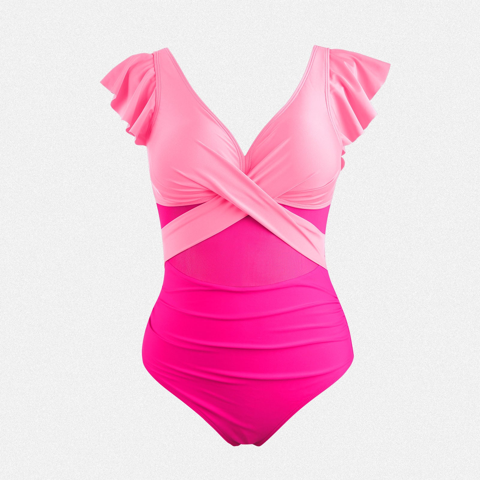 Shaperin One-Piece V Neck Swimwear Push Up Mesh Slimming Swimsuit