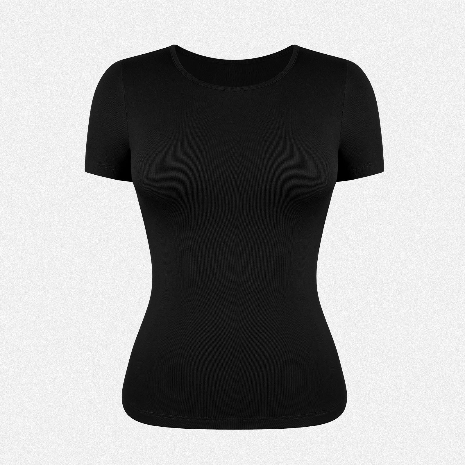 Shaperin Short Sleeve Basic Slim Fit Blouse Round Neck T-Shirt Crewneck Tops