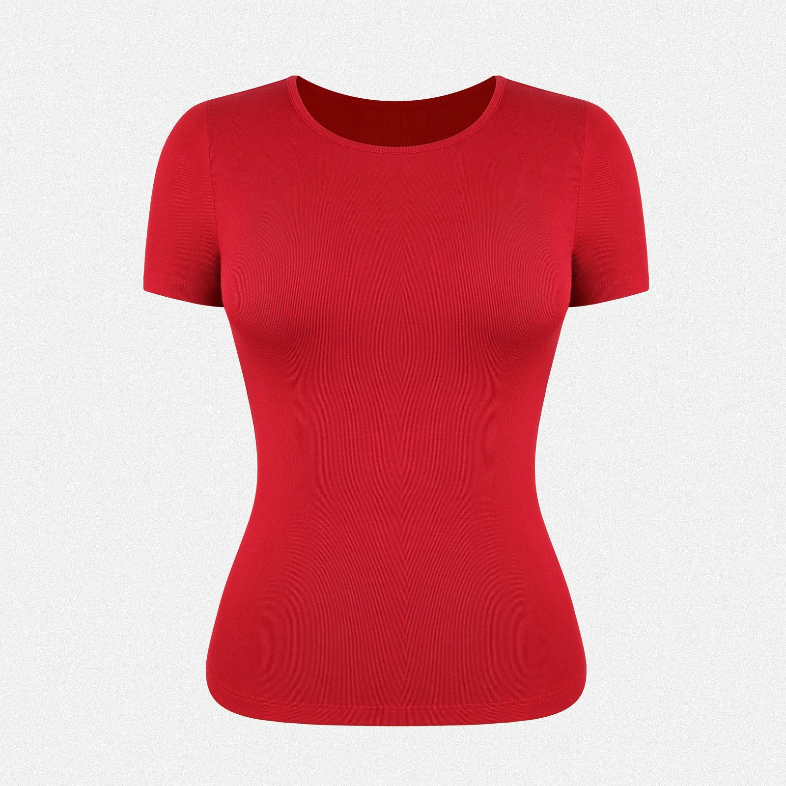 Shaperin Short Sleeve Basic Slim Fit Blouse Round Neck T-Shirt Crewneck Tops