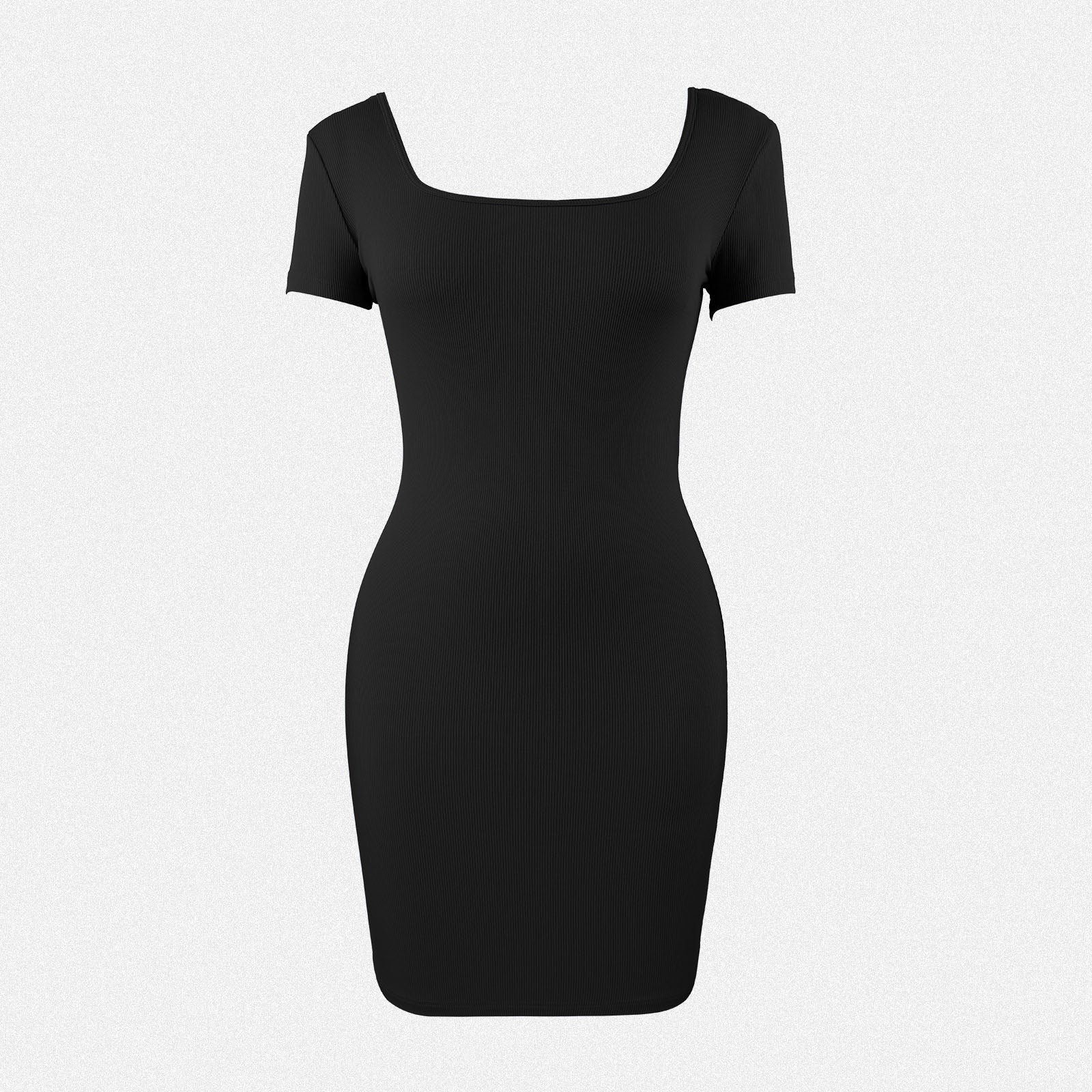 Shaperin Short Sleeve Bodycon Casual Dress Square Neck Wrap Dress