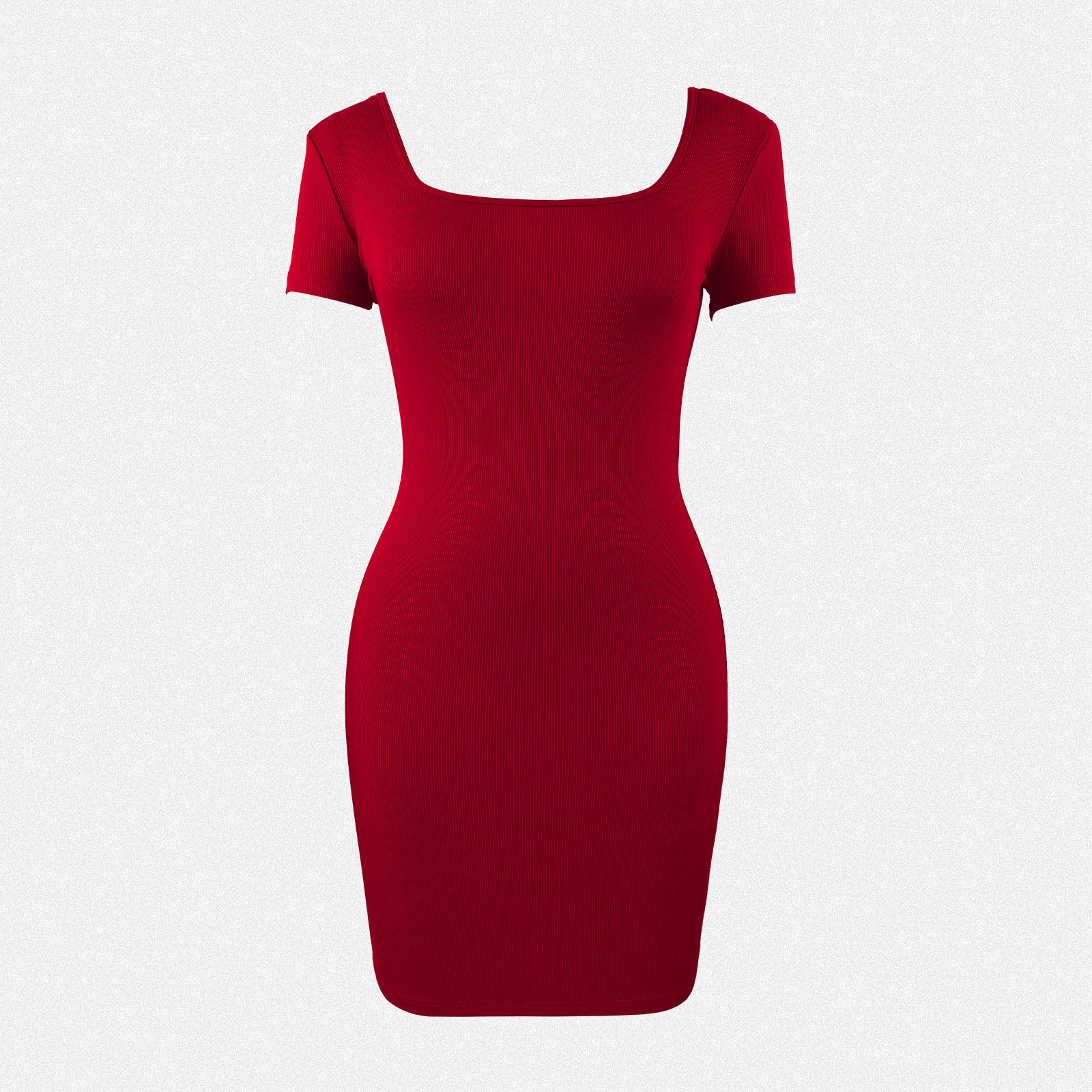 Shaperin Short Sleeve Bodycon Casual Dress Square Neck Wrap Dress