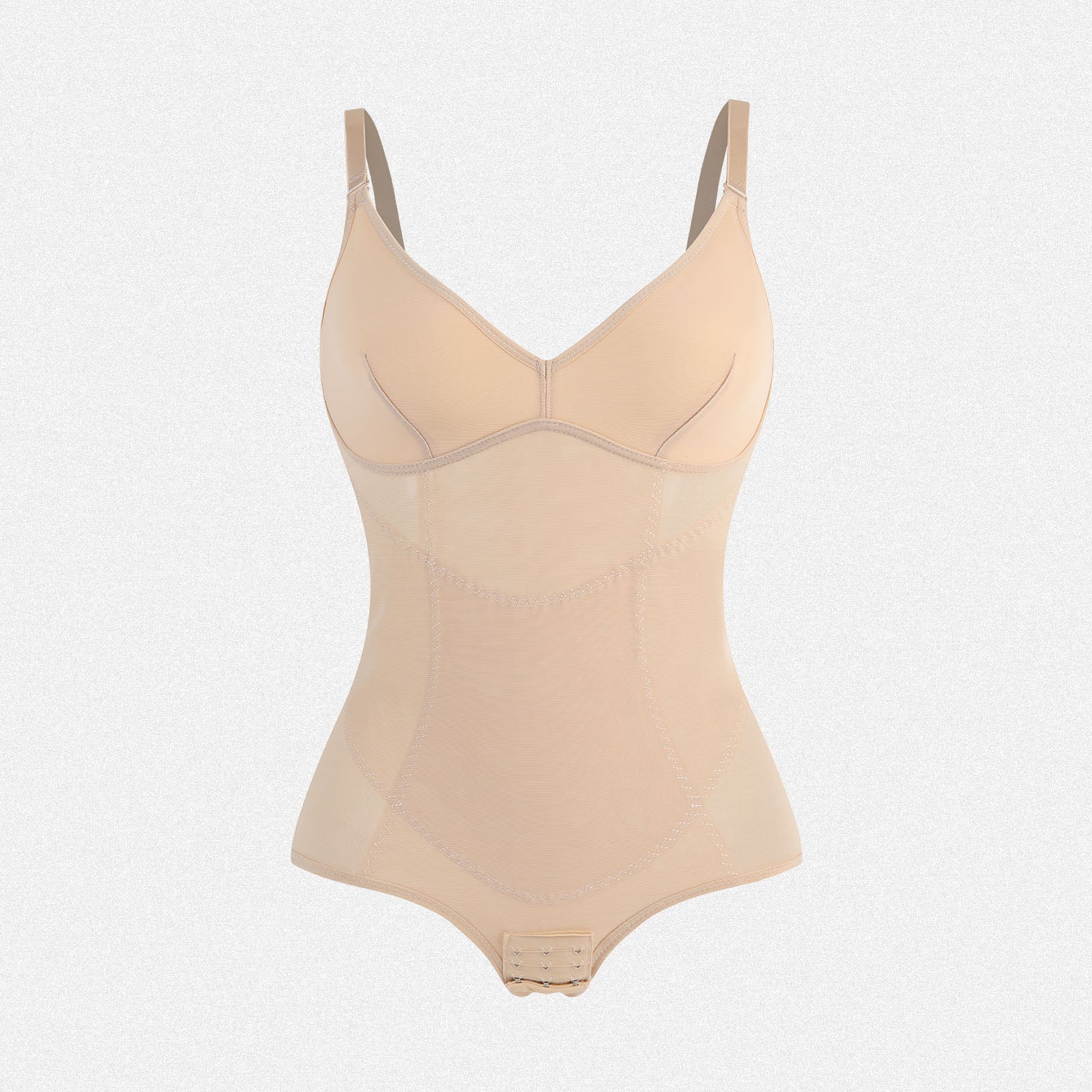 Shaperin V-Neck Mesh Sculpting Bodysuit with Tummy Control