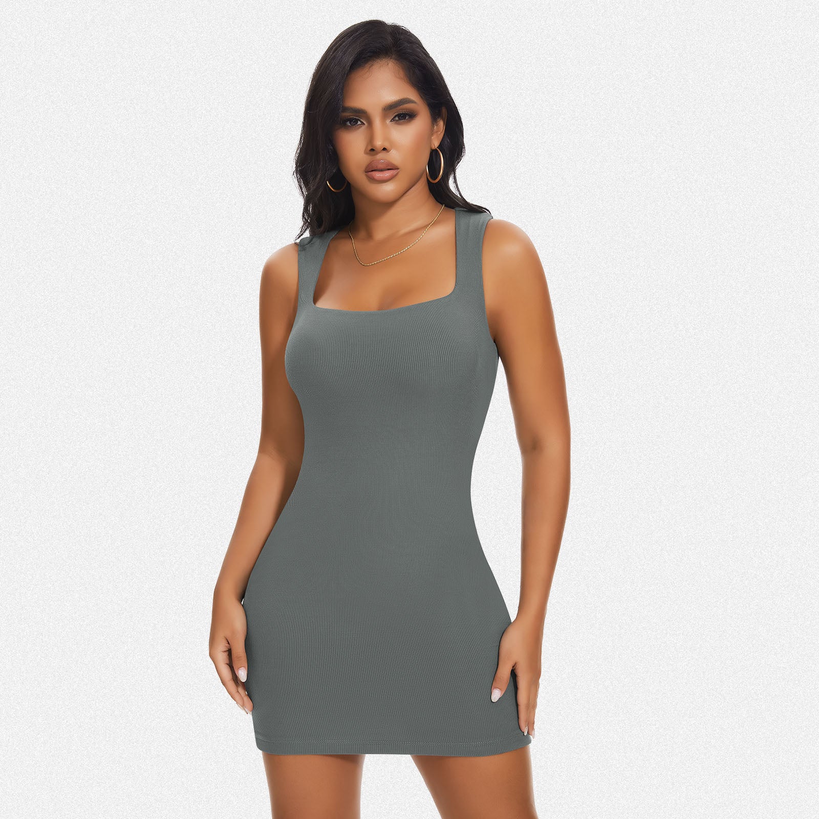 Shaperin Built in Shapewear Dress Square Neck Sleeveless