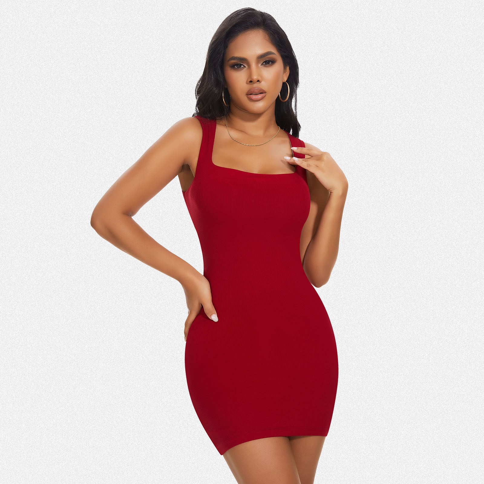 Shaperin Built in Shapewear Dress Square Neck Sleeveless