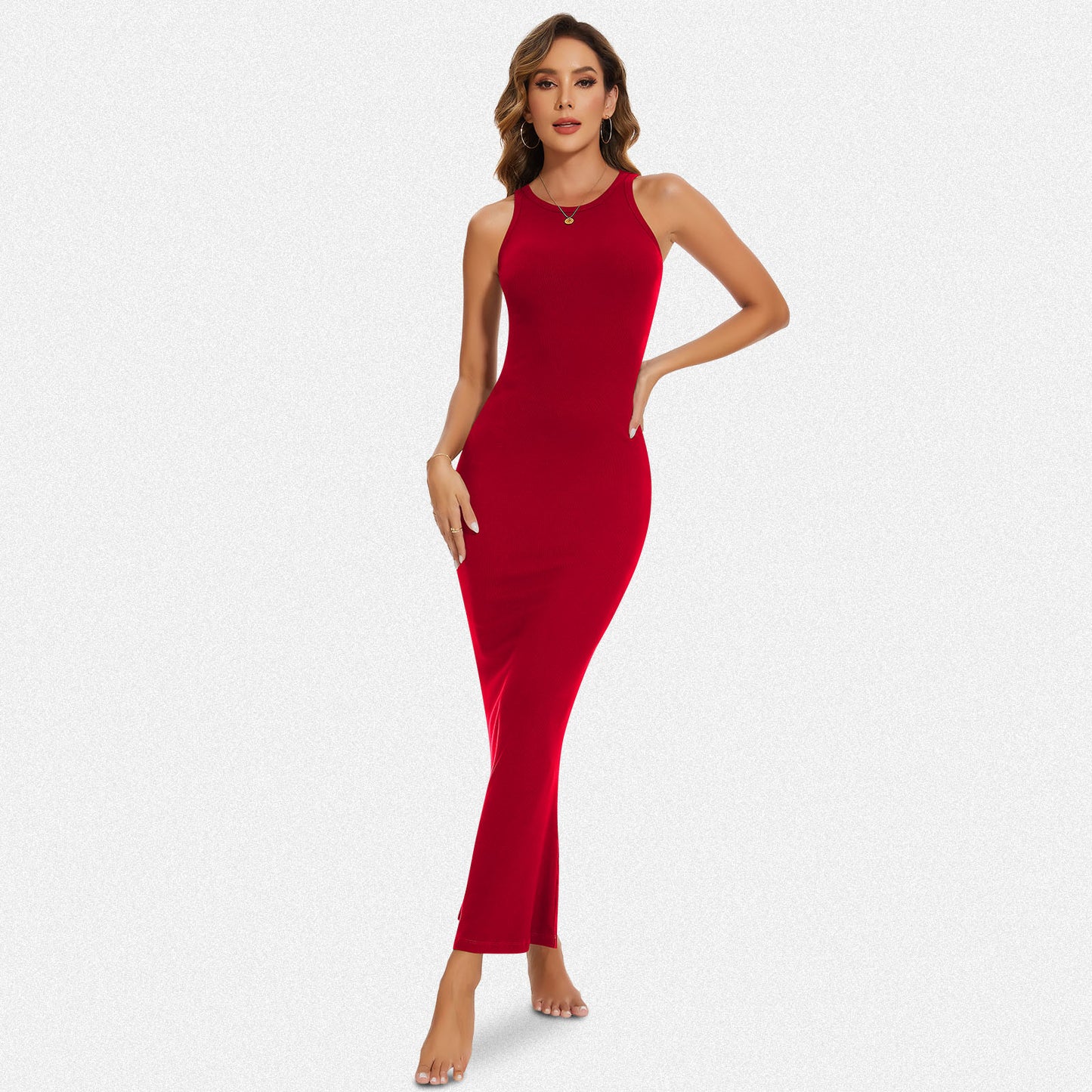 Shaperin Halter Neck Bodycon Maxi Dress