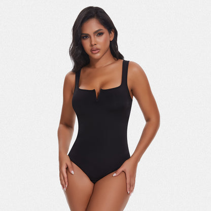 Shaperin Shapewear Notch V Square Neck Bodysuit