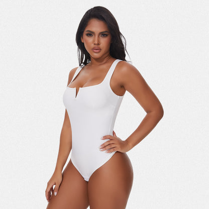 Shaperin Shapewear Notch V Square Neck Bodysuit