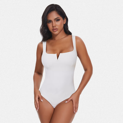 Shaperin Shapewear Notch V Square Neck Bodysuit