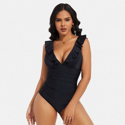 Shaperin Ruffle One Piece Swimsuits Tummy Control Bathing Suit