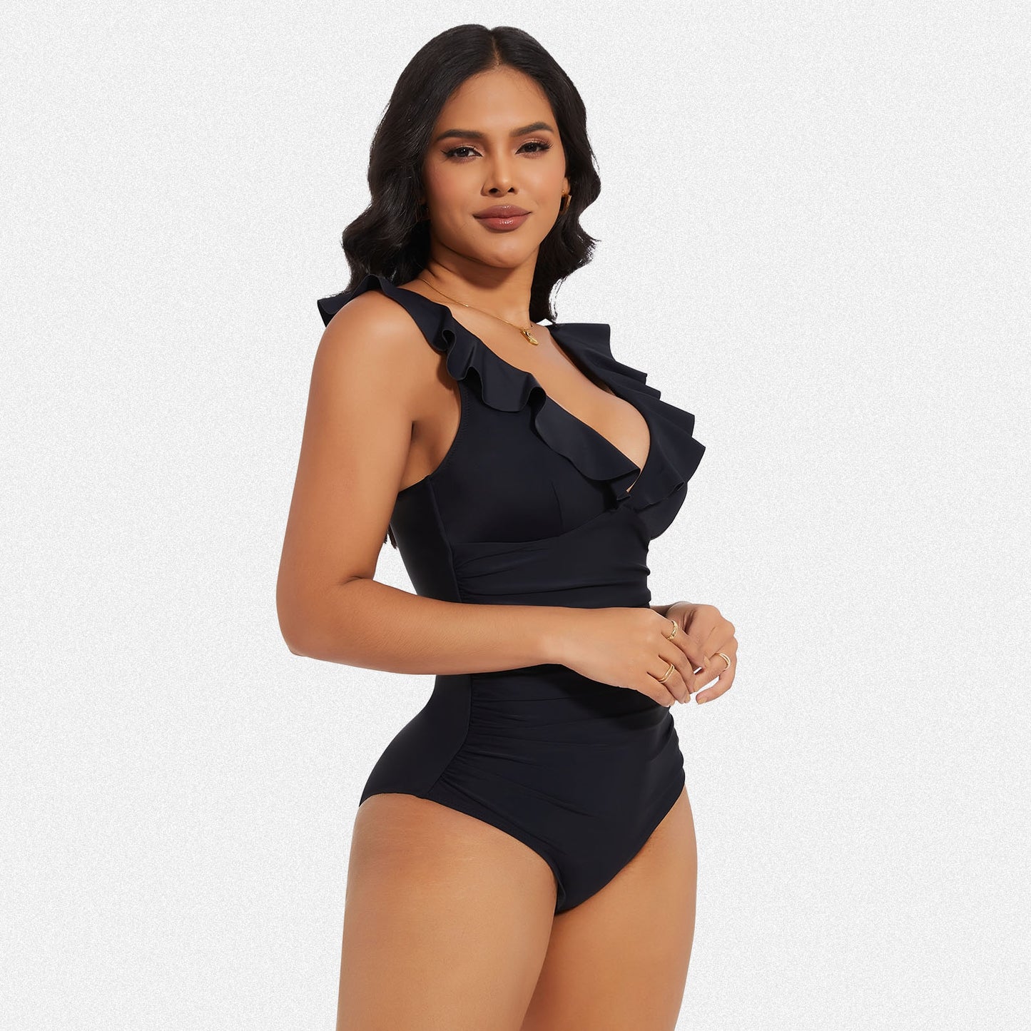 Shaperin Ruffle One Piece Swimsuits Tummy Control Bathing Suit