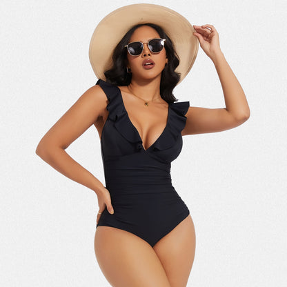 Shaperin Ruffle One Piece Swimsuits Tummy Control Bathing Suit