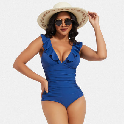 Shaperin Ruffle One Piece Swimsuits Tummy Control Bathing Suit