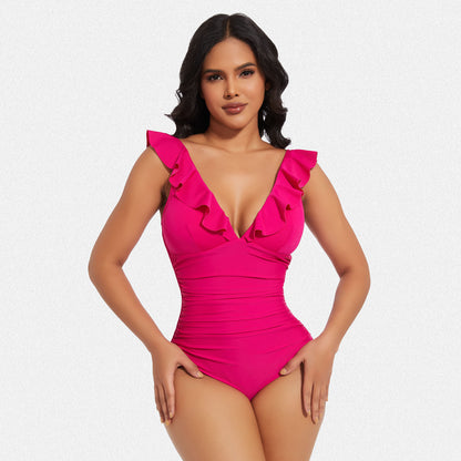 Shaperin Ruffle One Piece Swimsuits Tummy Control Bathing Suit