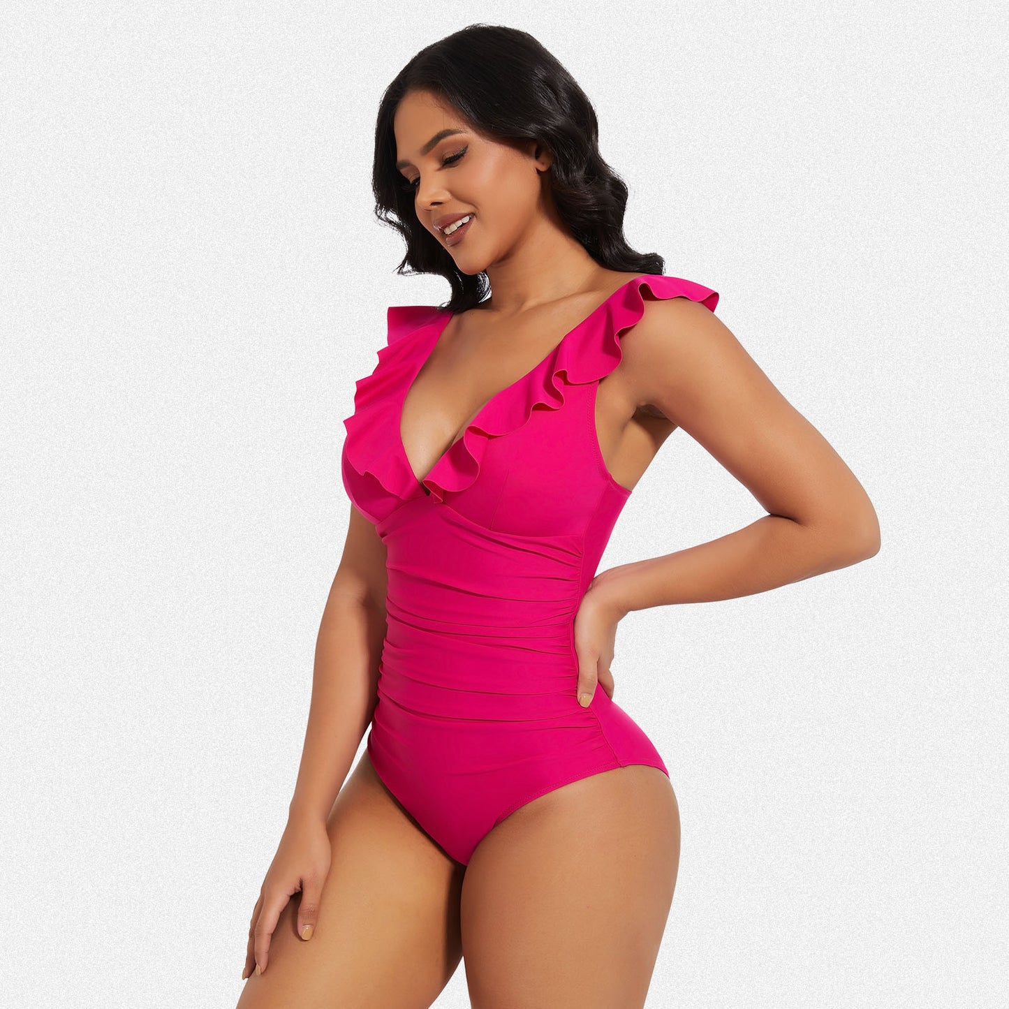 Shaperin Ruffle One Piece Swimsuits Tummy Control Bathing Suit