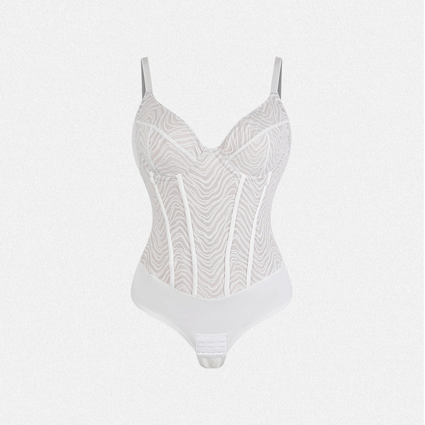 Shaperin Zebra Lace Corset Shapewear Backless Bodysuit