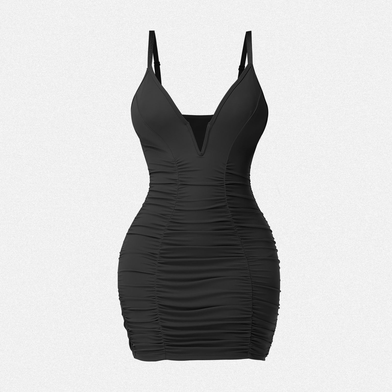 Shaperin Deep V Bodycon Dress with Built-in Shapewear Black / M