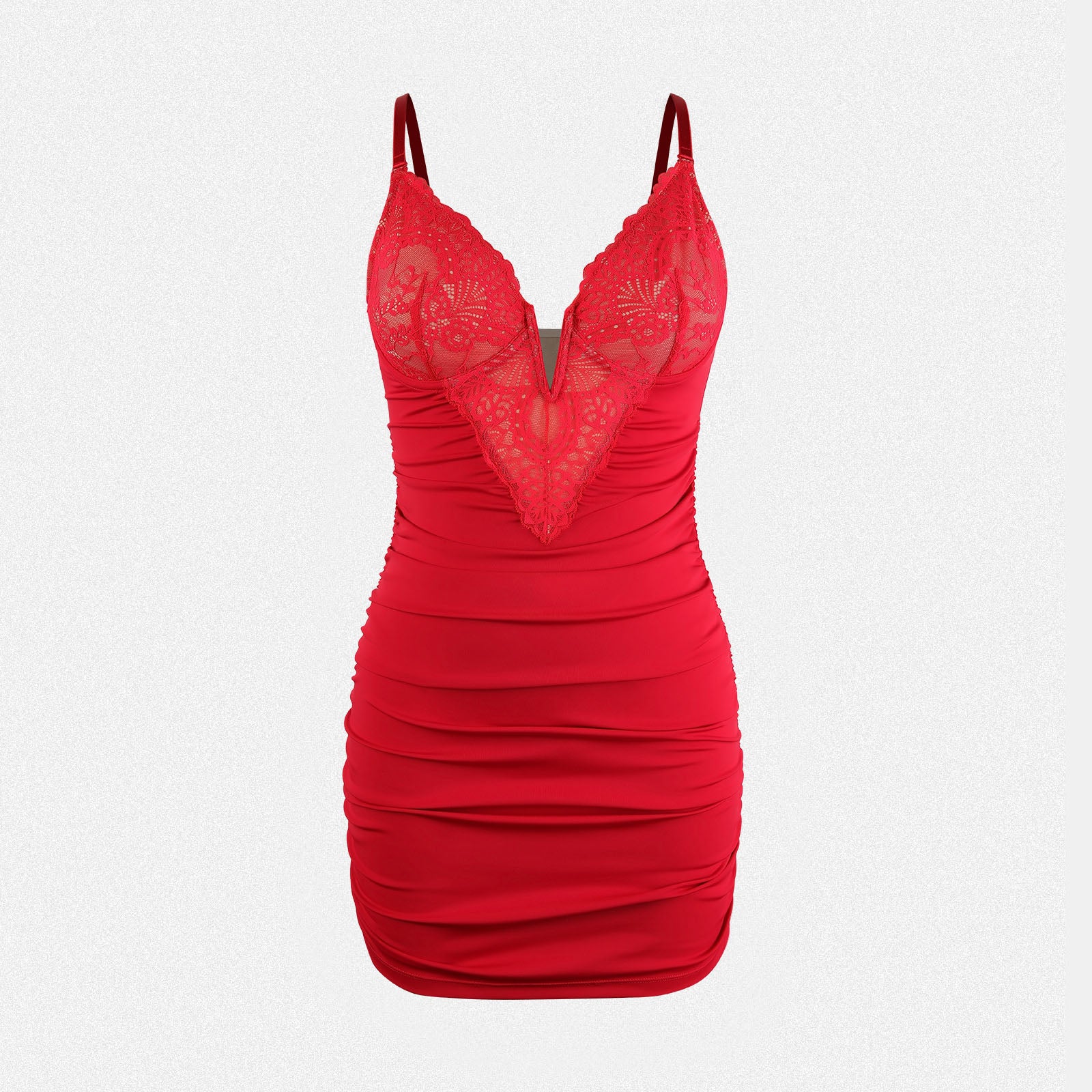 Shaperin Shapewear Dress Deep V Neck Lace Bodycon Mini Dress