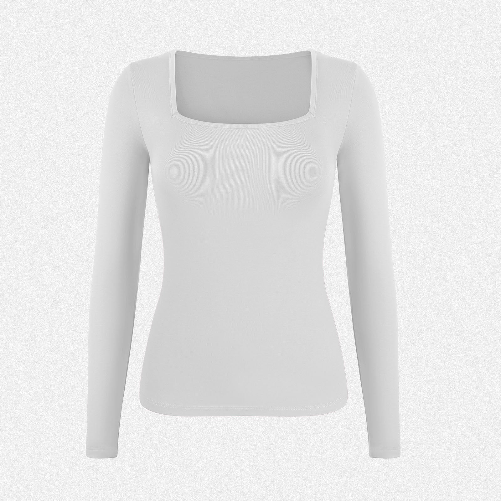 SHAPERIN Women’s Fleece-Lined Long Sleeve Square Neck Ribbed Top