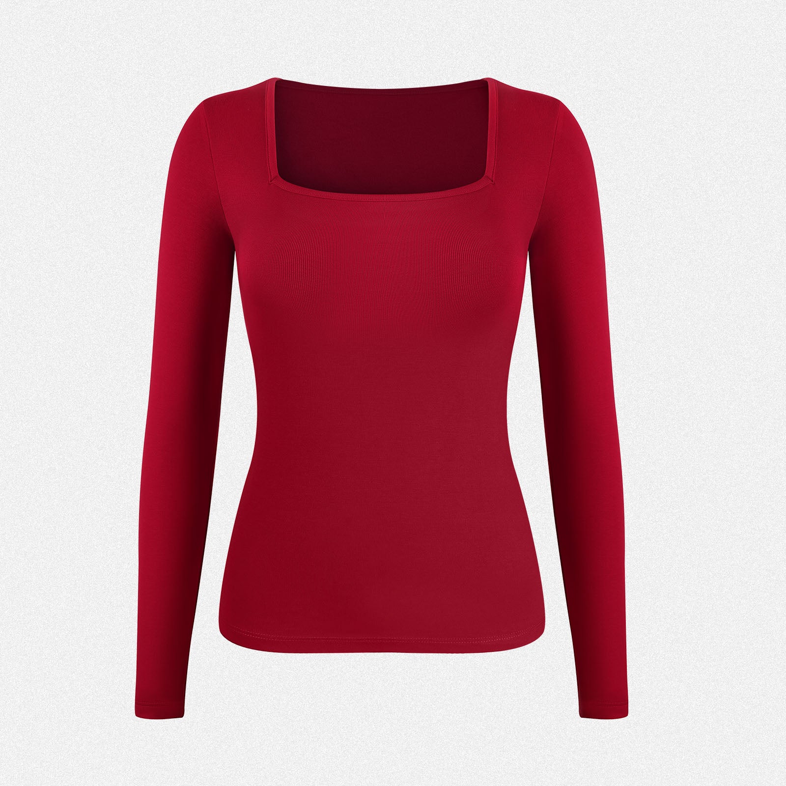 SHAPERIN Women’s Fleece-Lined Long Sleeve Square Neck Ribbed Top
