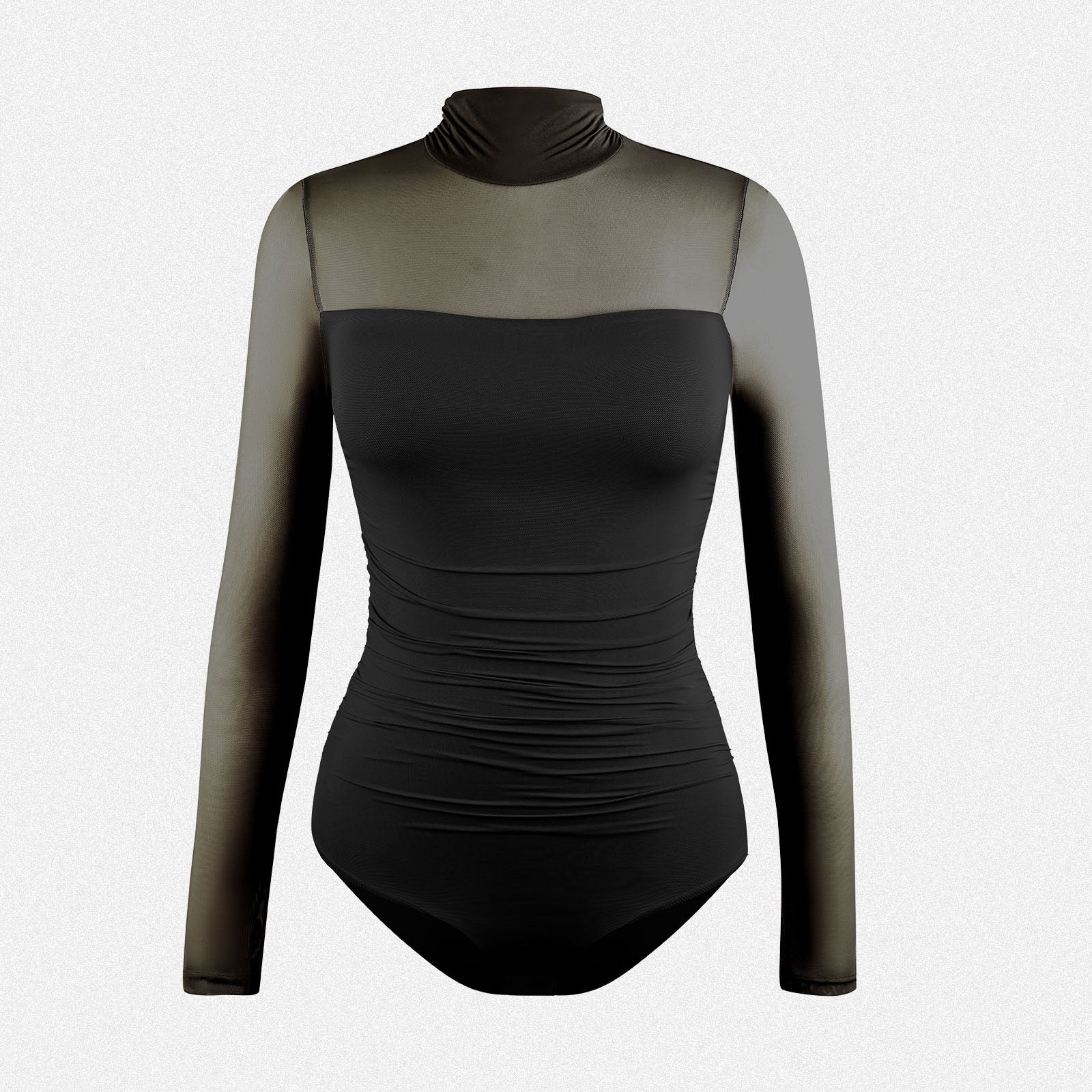 SHAPERIN Women’s Long Sleeve Mock Turtle Neck Mesh Bodysuit Top