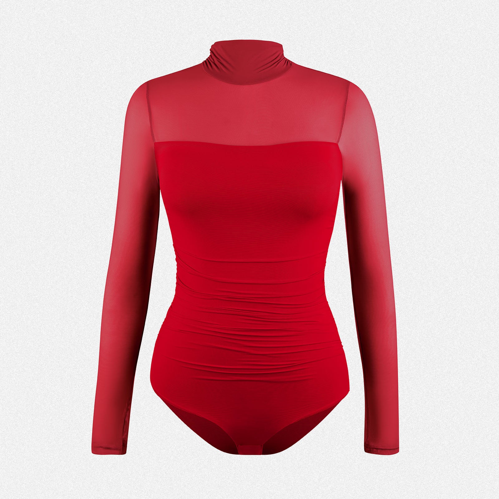SHAPERIN Women’s Long Sleeve Mock Turtle Neck Mesh Bodysuit Top