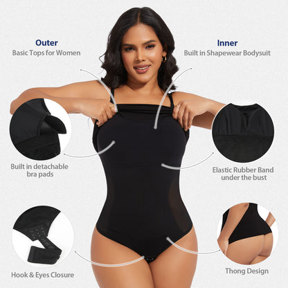 Shaperin Built-In Shapewear Bodysuit 3-In-1 Camisole Tank Top