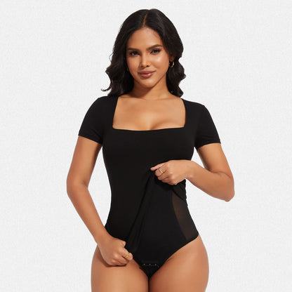 Shaperin Built-In Shapewear Bodysuit 3-In-1 Short Sleeve Top