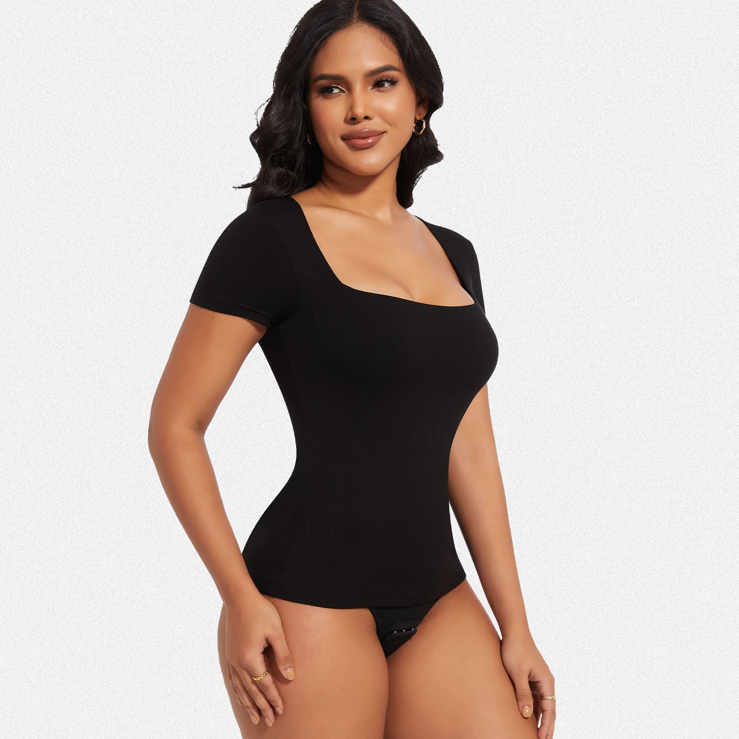 Shaperin Built-In Shapewear Bodysuit 3-In-1 Short Sleeve Top