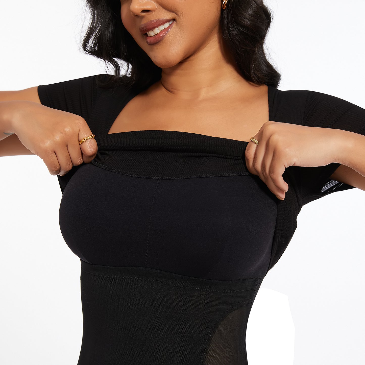 Shaperin Built-In Shapewear Bodysuit 3-In-1 Short Sleeve Top