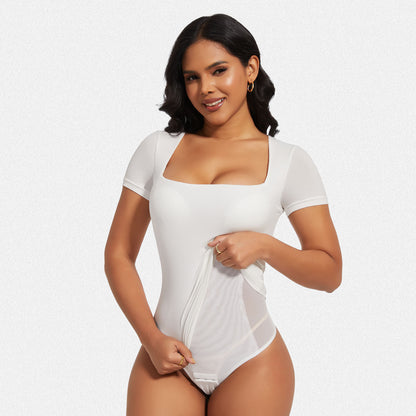 Shaperin Built-In Shapewear Bodysuit 3-In-1 Short Sleeve Top