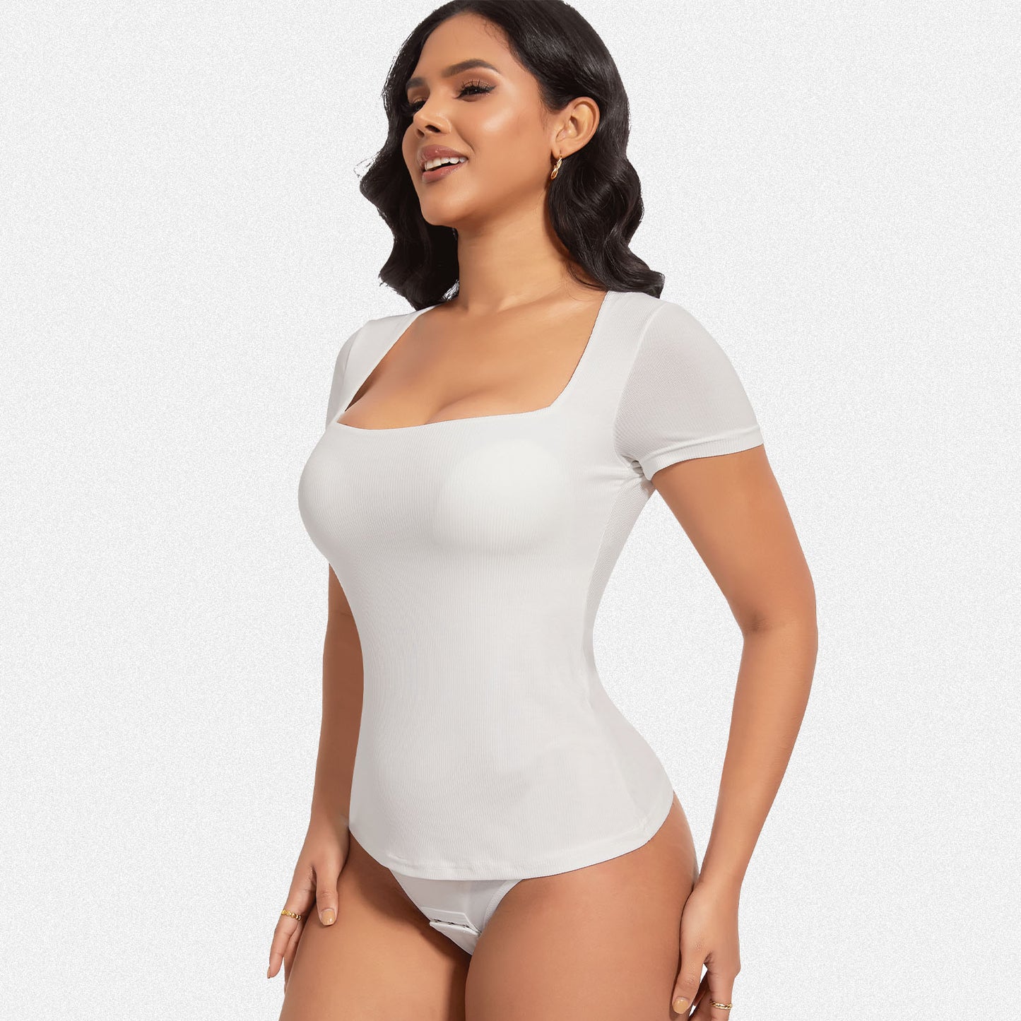 Shaperin Built-In Shapewear Bodysuit 3-In-1 Short Sleeve Top