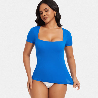 Shaperin Built-In Shapewear Bodysuit 3-In-1 Short Sleeve Top