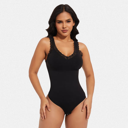 Shaperin Lace V Neck Bodysuit